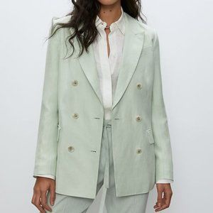 Aritzia Babaton Samuel Linen Blazer, Aqua Essence, Size 4